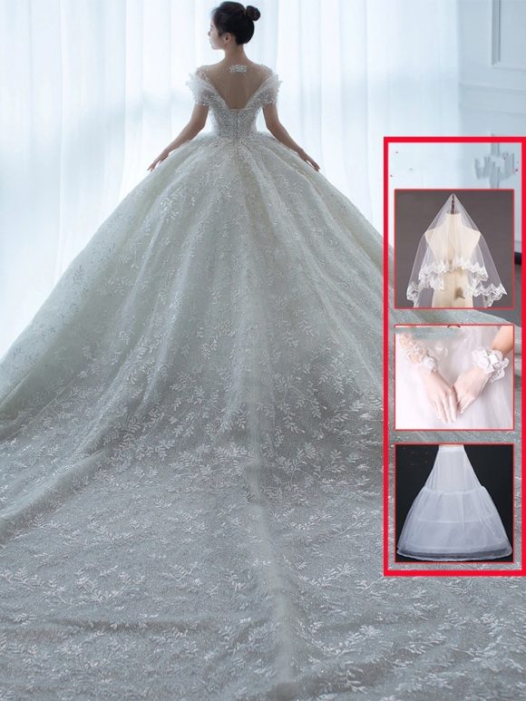 Off Shoulder French Main Wedding Dress - Image 2