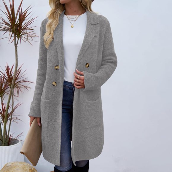 Women's Fashionable All-match Mid-length Woolen Coat Suit Jacket - Image 7