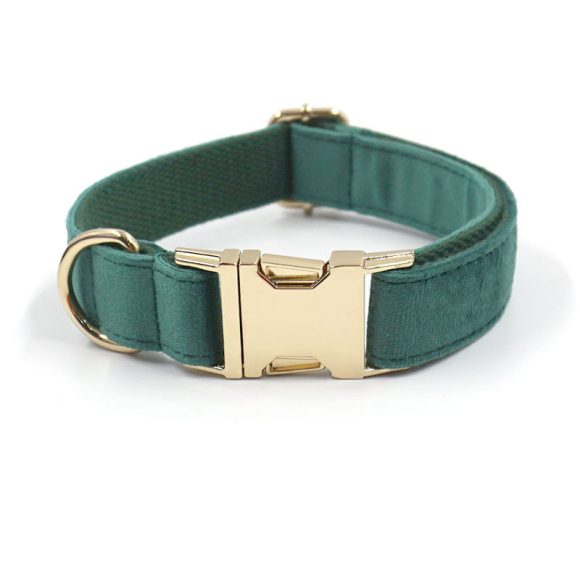 Green Velvet Dog Collar Dog Leash Pet Collar - Image 4