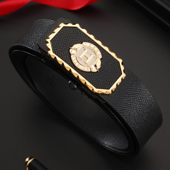 Men's Leather Belt Toothless Automatic Buckle Belt - Image 5