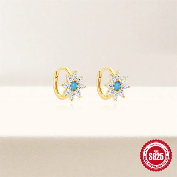 Sterling Silver Blue Opal Water Drop Zircon Earrings - Image 3
