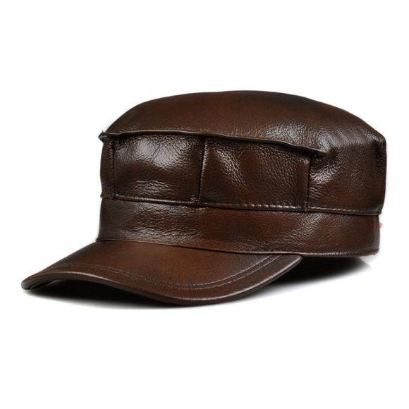 Autumn And Winter Men's Genuine Leather Octagonal Cap - Image 7