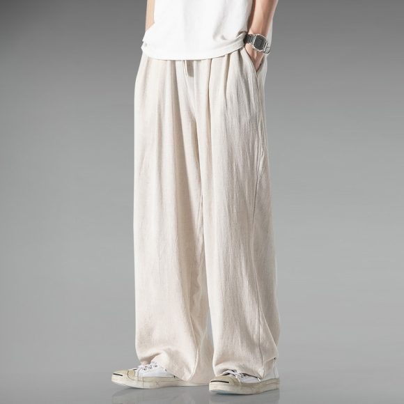 Lightweight Breathable Summer Plus Size Loose Straight Wide Leg Cotton And Linen Casual Pants - Image 6