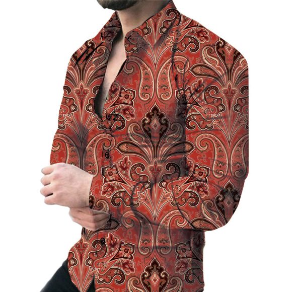 Men's Casual Long Sleeved Large Floral Shirt - Image 2