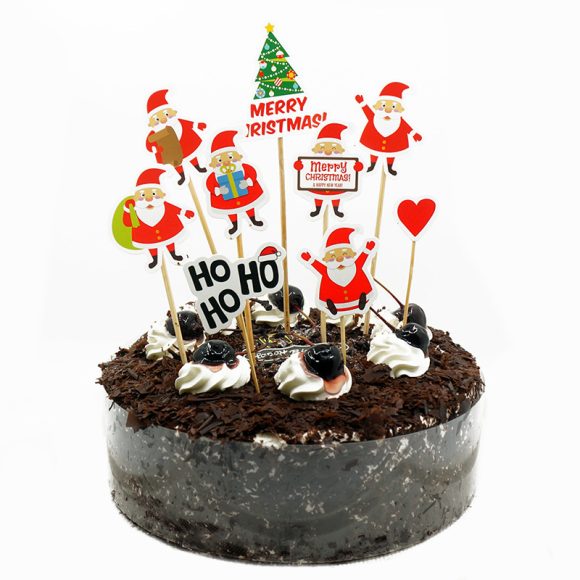 9 Piece Set Of Cartoon Santa Claus Cake Card Decoration - Image 4