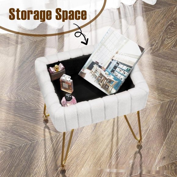 Dresser Square White Small Size Makeup Stool - Image 5
