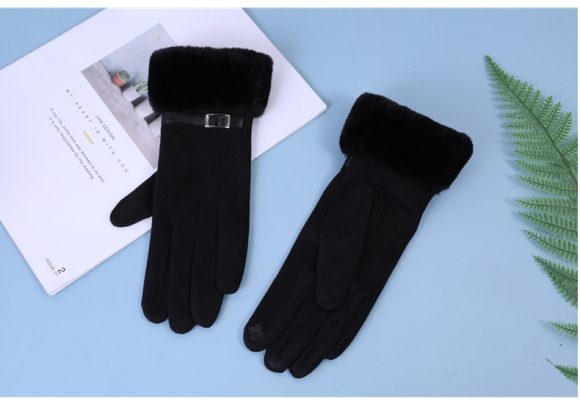 Outdoor Cycling Touch Screen Fleece Thickening Suede Gloves - Image 5
