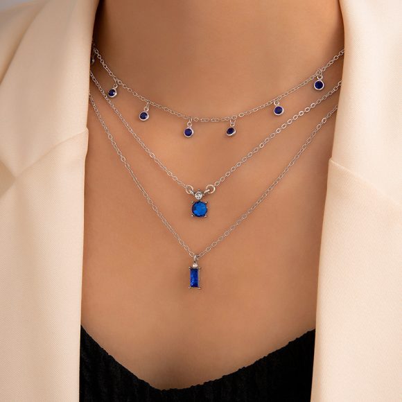 Vintage Grandmother Blue Green Pearl Multilayer Simplicity Necklace - Image 6