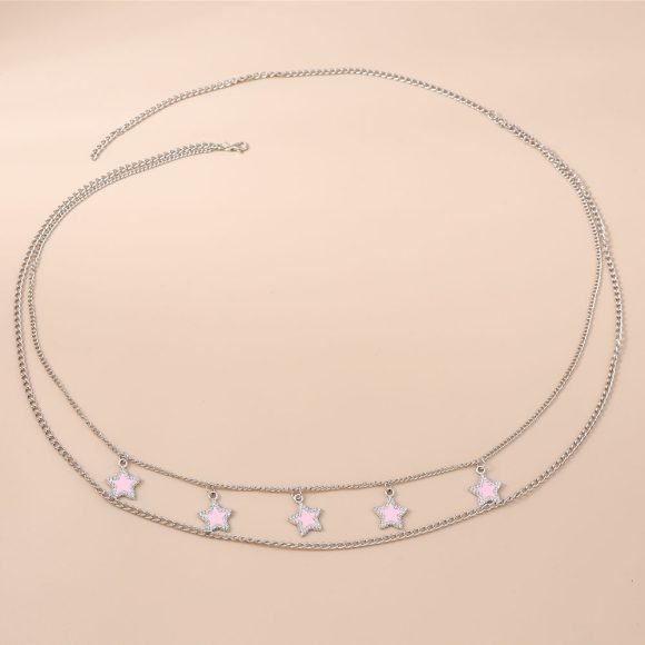 Simple Chic Chanel-style Five-pointed Star Cherry Blossom Double-layer Necklace - Image 5