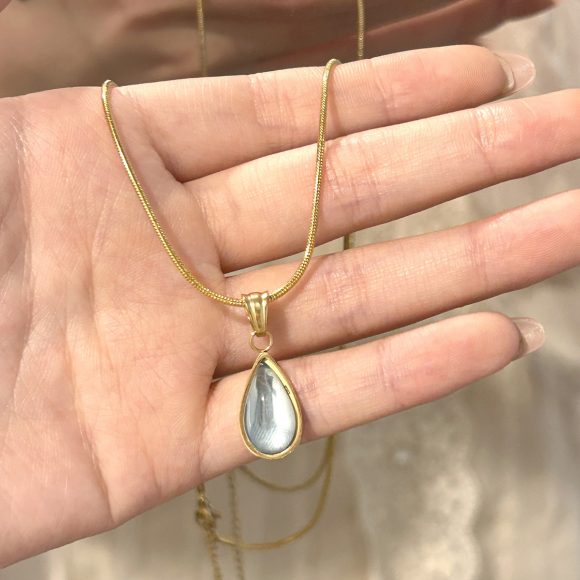 Simple Retro Water Drop Aquamarine Necklace For Women - Image 4