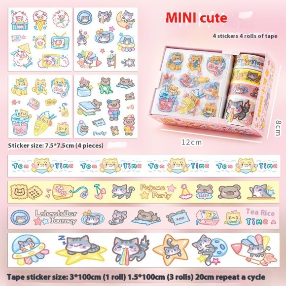 Cute Tape Sticker Gift Box Cartoon Stickers Suit Children's Film Sticker - Image 5