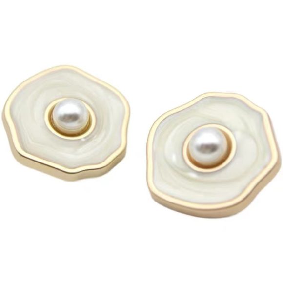 Metal Button Pearl Cream White Tweed Jacket Coat Button - Image 4