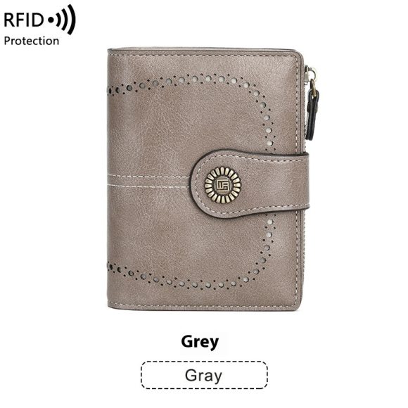 RFID Anti-theft Swiping Women's Wallet Multiple Card Slots Buckle Wallet - Image 6
