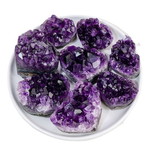 Purple Water Crystal Cluster Love Decoration Piece Raw Stone Ore Specimen Heart - Image 4