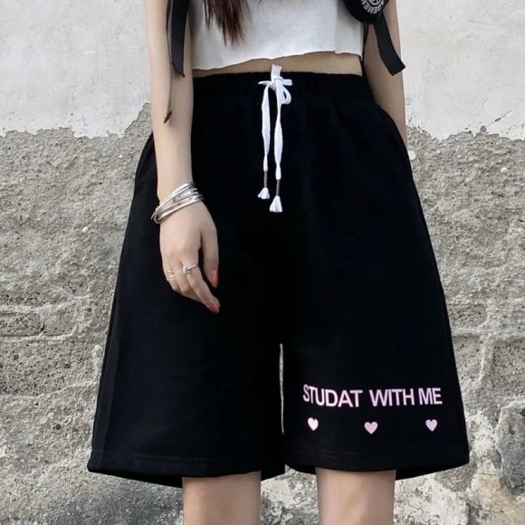 Summer New Loose High Waist Slimming Black Wide-leg Sports Shorts For Women - Image 9