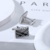 European And American Round Geometric Black Gemstone Cufflinks - Image 2