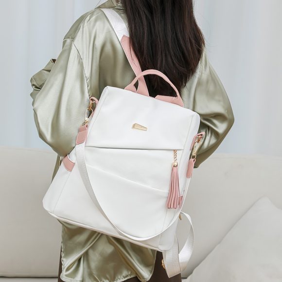 Simple Solid Color Backpack Women's Fashion Travel Backpack - Image 2