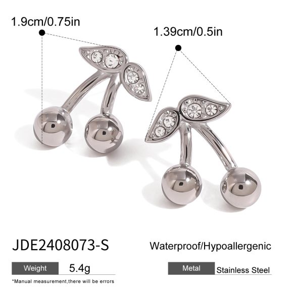 Stainless Steel Cherry Necklace Cute Earrings Ornament Women - Image 6
