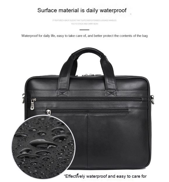Leather Handbag Briefcase Napa Leather Comfortable Texture Men's Real-leather Bag - Image 4