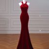 Velvet Fish Tail Cocktail Dress Bridal Engagement