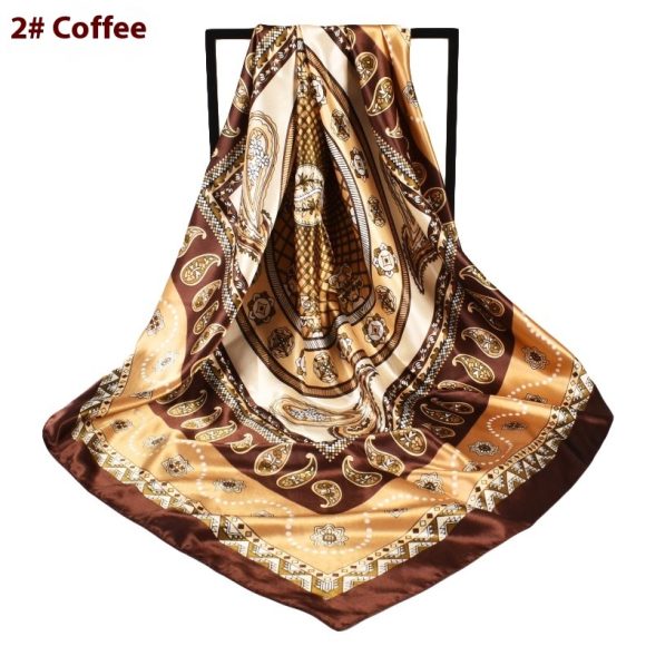 Minimalist Pattern Satin Kerchief Cashew Nut Silk Towel - Image 5