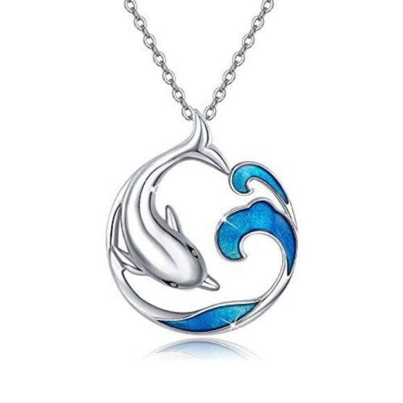 Cute Dolphin Wave Round Necklace - Image 5