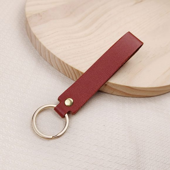 Versatile Solid Color Leather Keychain - Image 2