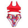 Ladies High Waist Solid Color Printed Swimsuit - Image 4