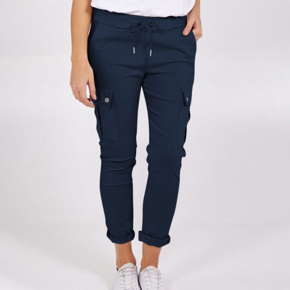Casual Cargo Pants With Pockets Solid Color Drawstring Waist Pencil Trousers For Women - Image 5