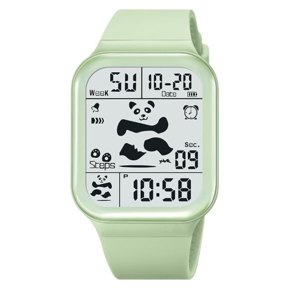 New Square Polychrome Panda Male And Female Students Waterproof Multifunctional Sports Waterproof Net Red Electronic Watch - Image 3