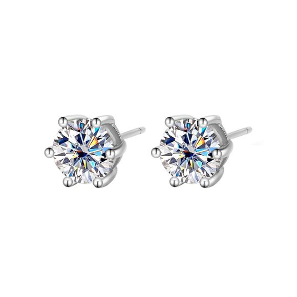 Moissanite Six-claw Ear Studs 1 Karat Simple Graceful - Image 7