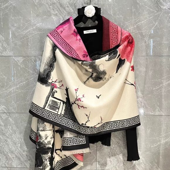 Chinese Aesthetic Ink Painting Shawl Outer Match Autumn And Winter Warm Scarf - Image 6