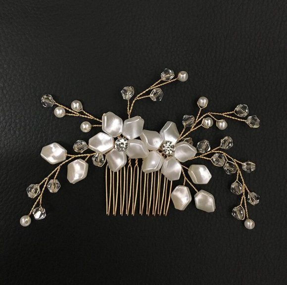 Pearl White Crystal Banquet Headdress Comb - Image 8