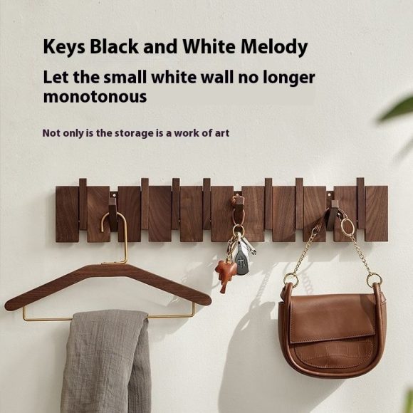 Solid Wood Simplicity Keys Clothes Hook Wall Home Door Hallway Hanger Punch-free