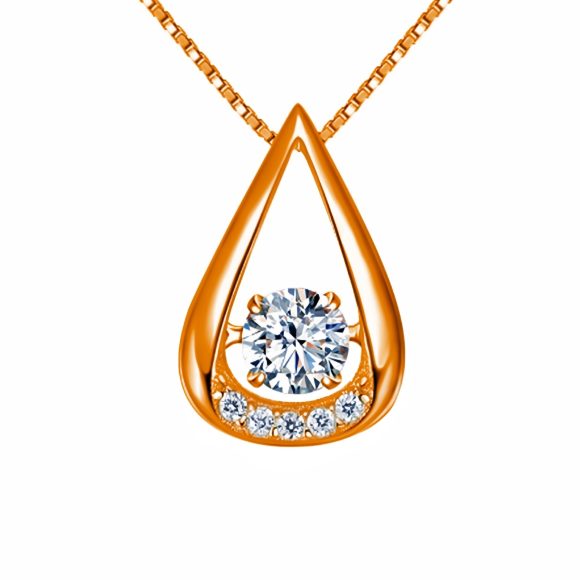 White Gold Plated Drop-shaped Diamond-embedded Smart Pendant Necklace - Image 6