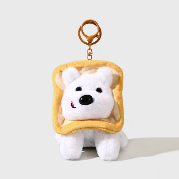 Cartoon Plush Doll Toast Puppy Car Keychain Pendant - Image 4