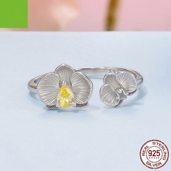 Sterling Silver Phalaenopsis Open Ring Fashion Exquisite And Versatile - Image 3