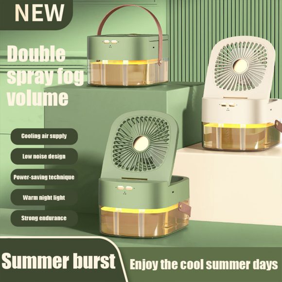 Humidifying Spray Fan Desktop Remote Control Timing Mini Air Cooler Big Wind Mute USB Charging Fan - Image 5