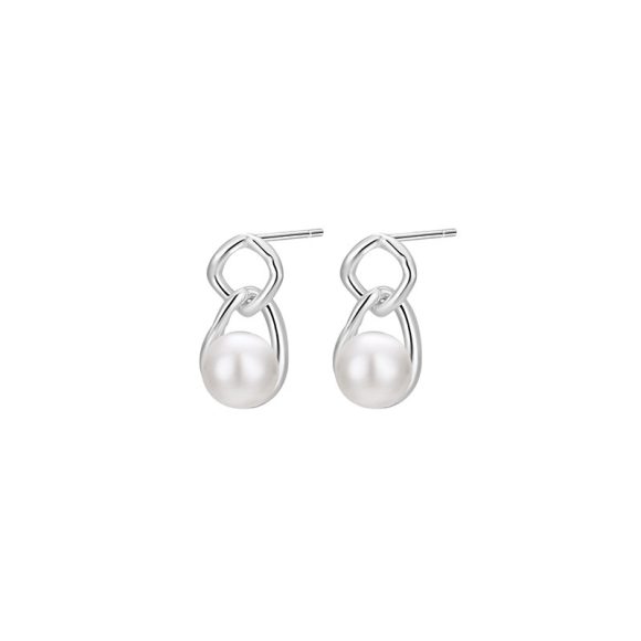S999 Sterling Silver Pure Silver Light Luxury Stud Earrings Pearl Natural Freshwater - Image 5