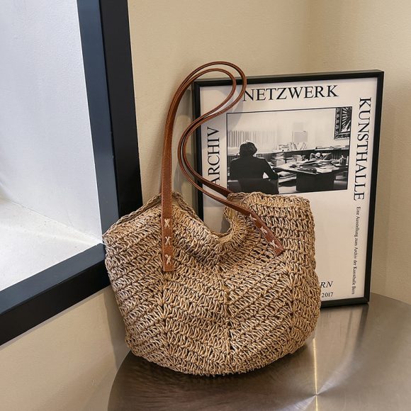 Straw Bag Holiday Shoulder Bag Fashion Woven Tote Bag - Image 6