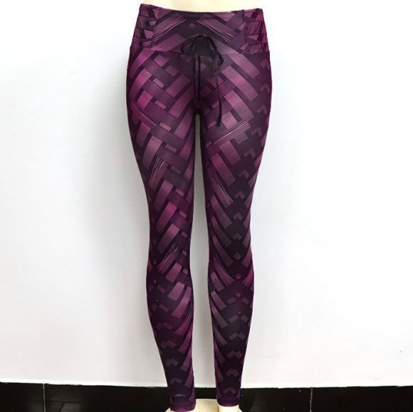 High Waist Iron Weave Print Push Up Yoga Workout Leggings - Image 4