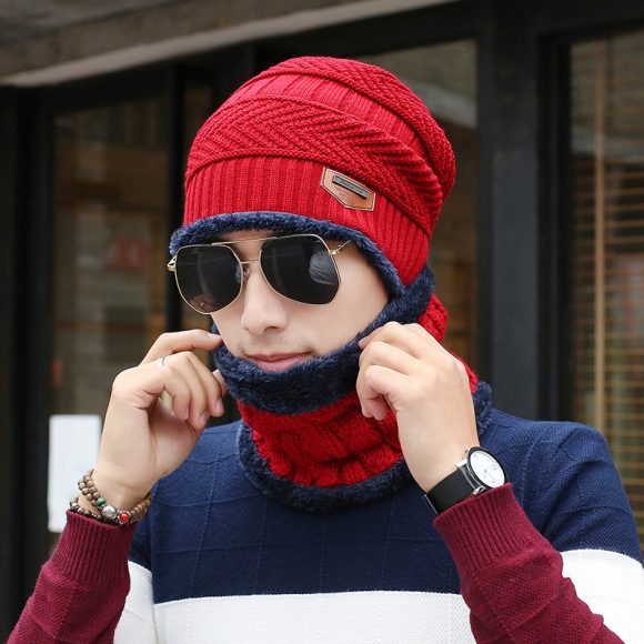 Men's Knitted Wool Hat Casual Warm Bib - Image 8