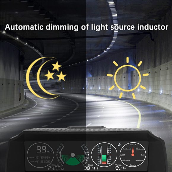 GPS GO 2 Universal Car HUD Monitoring Speed Level Gradient Compass - Image 5