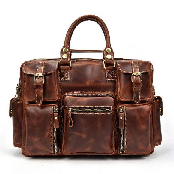 Retro Men's Large Capacity Hand-carrying Genuine Leather Shoulder Messenger Bag - Image 3