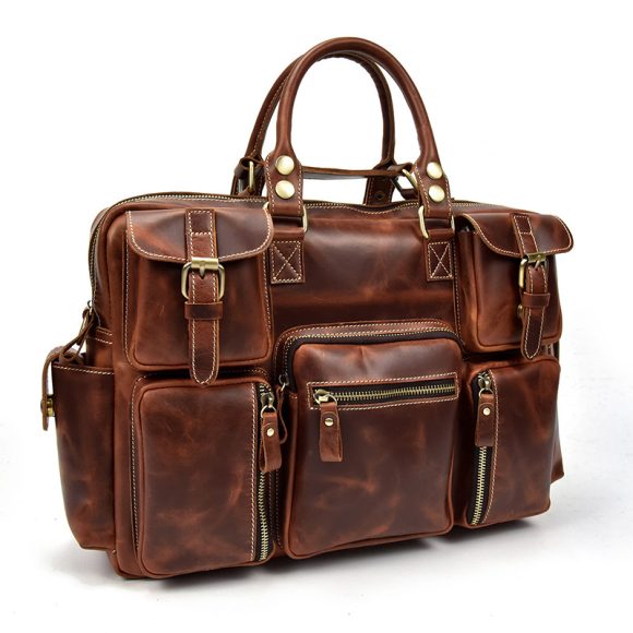 Retro Men's Large Capacity Hand-carrying Genuine Leather Shoulder Messenger Bag - Image 4