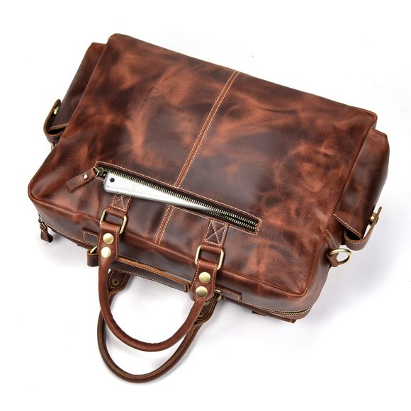 Retro Men's Large Capacity Hand-carrying Genuine Leather Shoulder Messenger Bag - Image 6