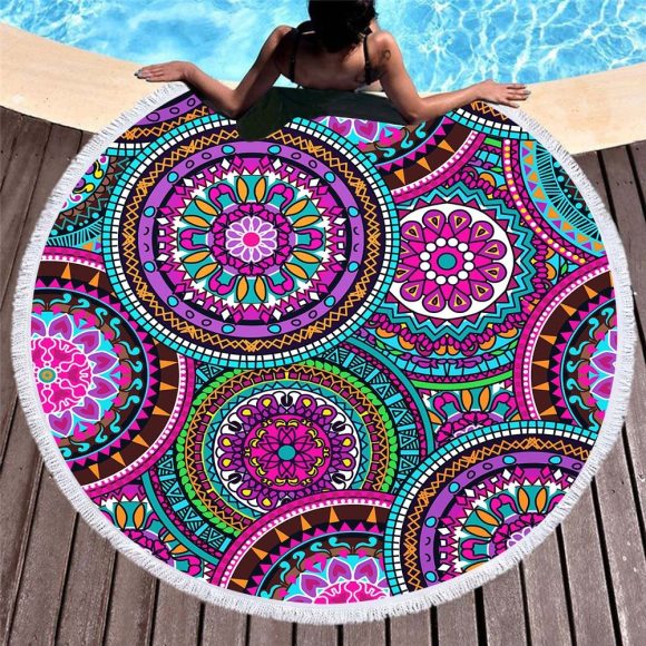 Circular macharo beach towel microfiber digital printing beach towel - Image 4