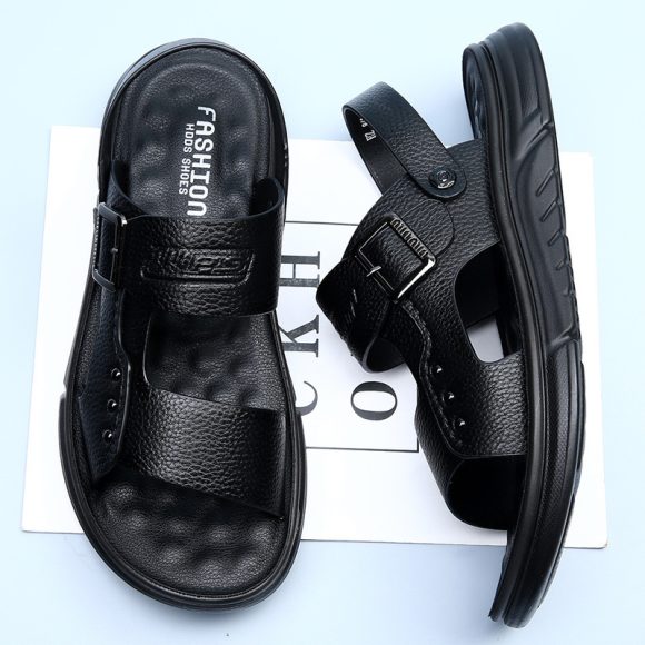 Soft Leather Men's Casual Beach Shoes Latex Pad - Image 3