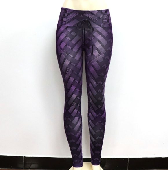High Waist Iron Weave Print Push Up Yoga Workout Leggings - Image 8