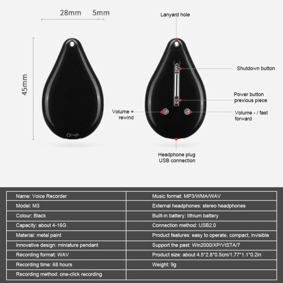 STTWUNAKE mini hidden voice recorder Professional Digital 8GB HD noise reduction Time stamp Spy voice recorder Built-in battery - Image 6
